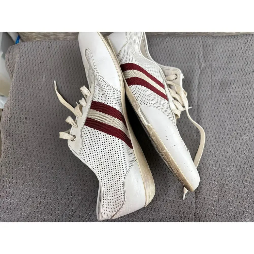 Bally Shoes Mens Size 12 White Leather Harlam Stripe Casual Sneakers Italy